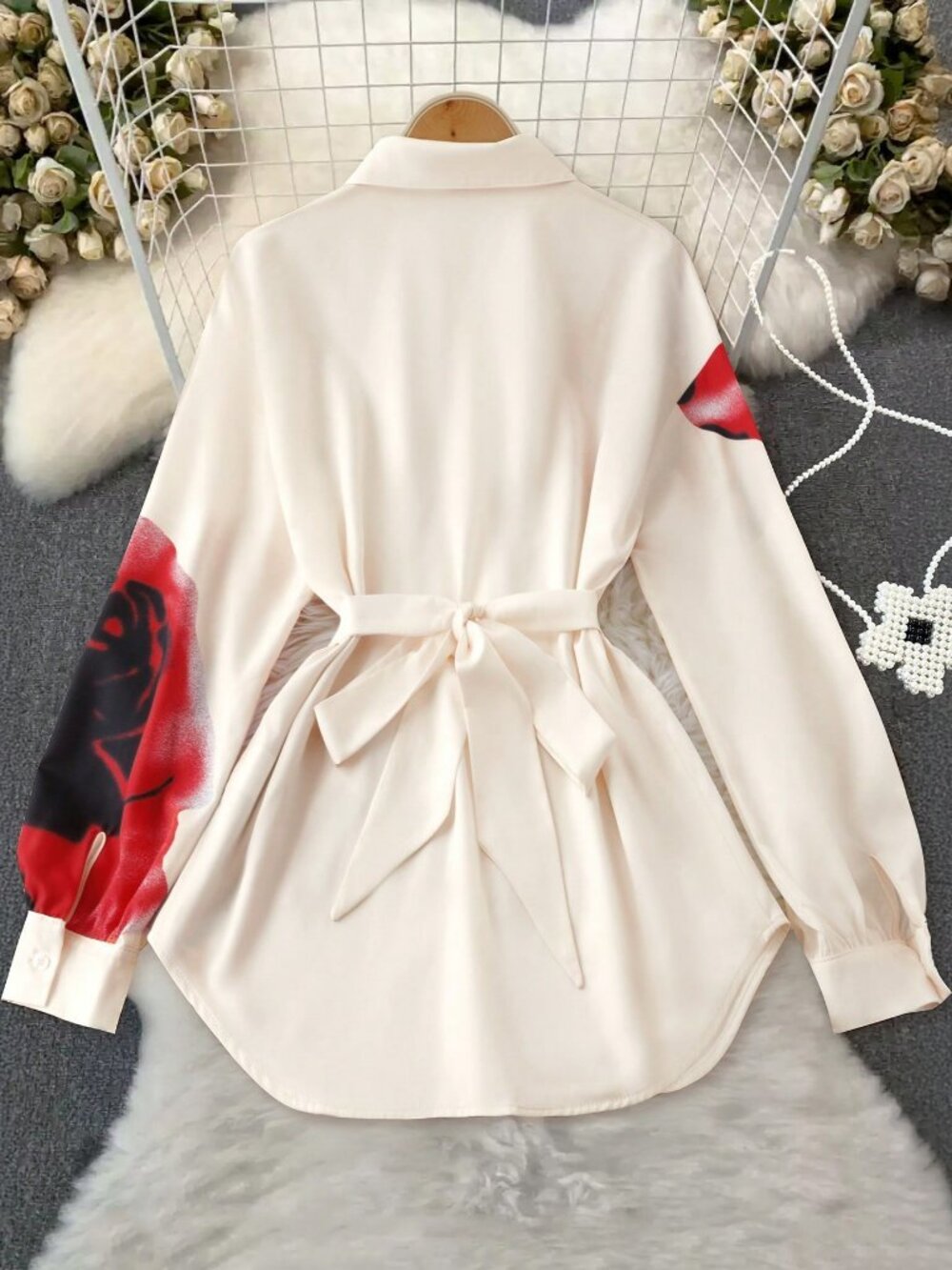Apricot Casual Women's Elegant Romantic floral Print Shirt - Picture 2 of 6
